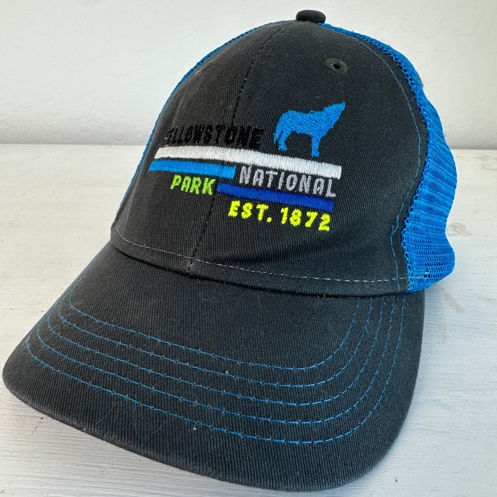 Ouray Sportswear Trucker Hat Youth 51254 Yellowstone National Park Black Blue